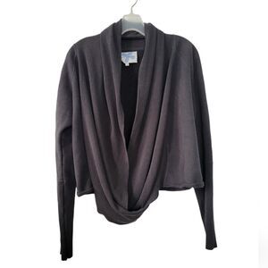 Clary Sage Organics Bamboo Organic Cotton Gray Wrap Cardigan Sweater Size L Snap